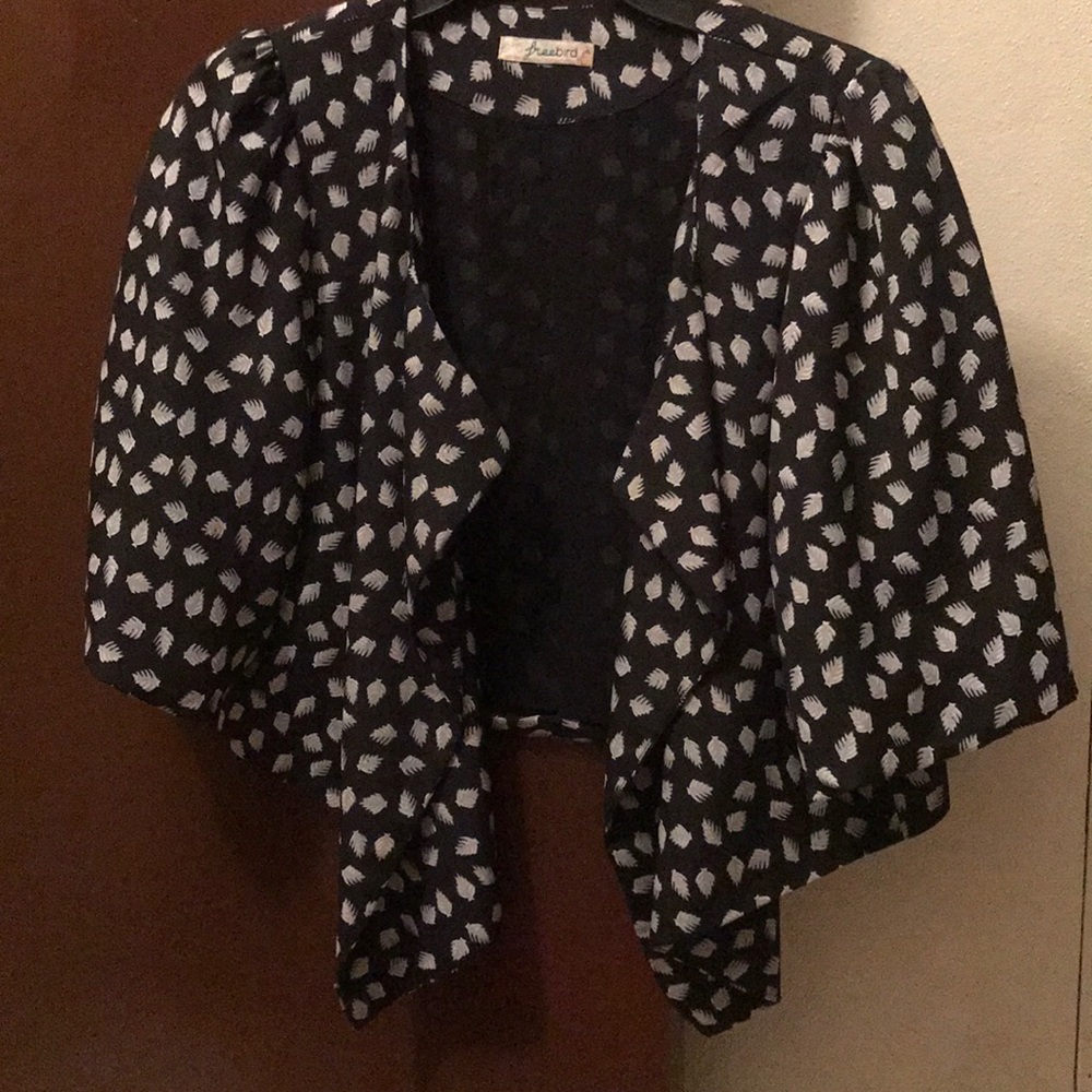 Black and white leaves design blazer